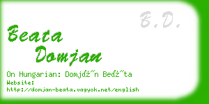 beata domjan business card
